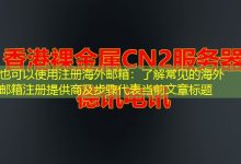 注册海外邮箱:了解常见的海外邮箱注册提供商及步骤-越南服务器